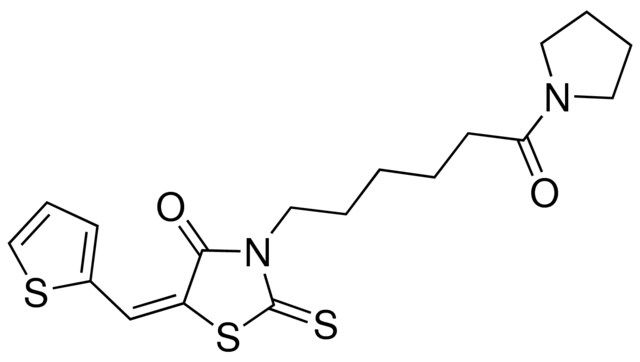 (5E)-3-[6-OXO-6-(1-PYRROLIDINYL)HEXYL]-5-(2-THIENYLMETHYLENE)-2-THIOXO-1,3-THIAZOLIDIN-4-ONE