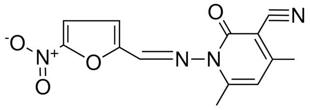 1-(5-NITROFURFURYLIDENE-2-IMINO)-2,4-DIMETHYL-5-CYANO-6-PYRIDONE