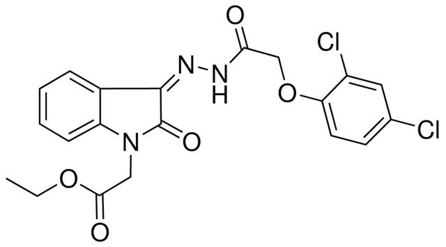 ETHYL ((3Z)-3-{[(2,4-DICHLOROPHENOXY)ACETYL]HYDRAZONO}-2-OXO-2,3-DIHYDRO-1H-INDOL-1-YL)ACETATE