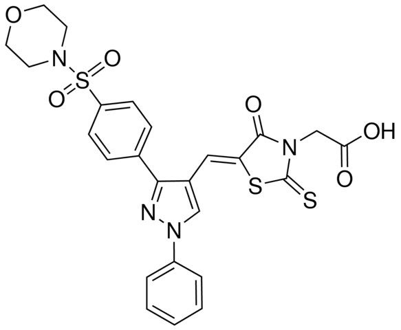 [(5Z)-5-({3-[4-(4-MORPHOLINYLSULFONYL)PHENYL]-1-PHENYL-1H-PYRAZOL-4-YL}METHYLENE)-4-OXO-2-THIOXO-1,3-THIAZOLIDIN-3-YL]ACETIC ACID