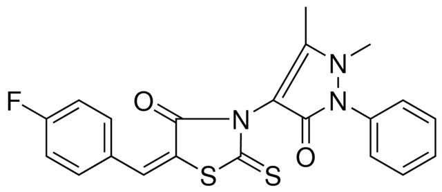 (5E)-3-(1,5-DIMETHYL-3-OXO-2-PHENYL-2,3-DIHYDRO-1H-PYRAZOL-4-YL)-5-(4-FLUOROBENZYLIDENE)-2-THIOXO-1,3-THIAZOLIDIN-4-ONE