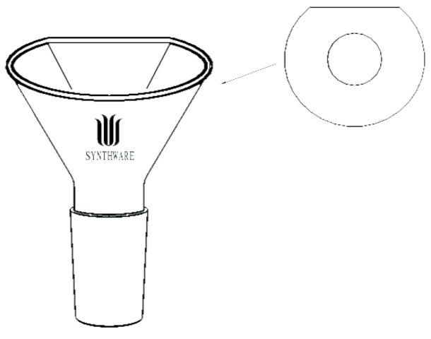 Synthware<sup>TM</sup> powder funnel with flattened side