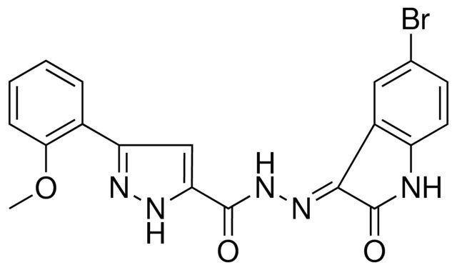 N'-[(3E)-5-BROMO-2-OXO-1,2-DIHYDRO-3H-INDOL-3-YLIDENE]-3-(2-METHOXYPHENYL)-1H-PYRAZOLE-5-CARBOHYDRAZIDE