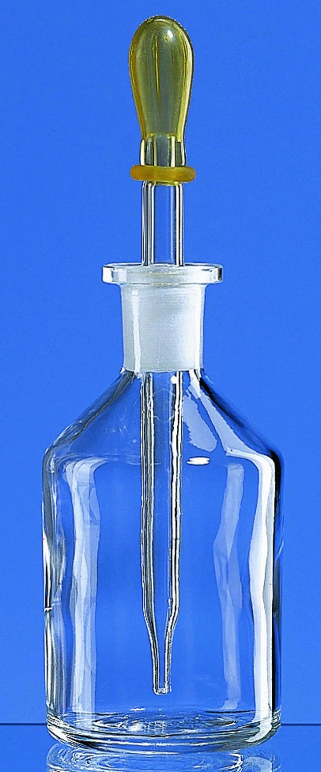 BRAND<sup>®</sup> glass dropping bottle with dropping pipette and rubber teat
