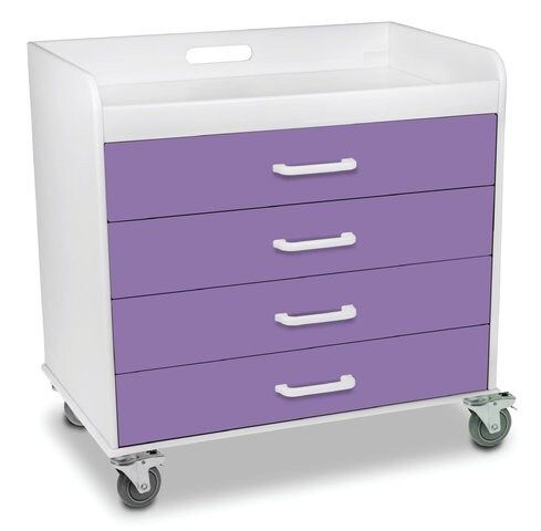 Extra Wide Compact Locking 4 Drawer Cart