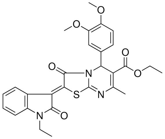 ETHYL (2Z)-5-(3,4-DIMETHOXYPHENYL)-2-(1-ETHYL-2-OXO-1,2-DIHYDRO-3H-INDOL-3-YLIDENE)-7-METHYL-3-OXO-2,3-DIHYDRO-5H-[1,3]THIAZOLO[3,2-A]PYRIMIDINE-6-CARBOXYLATE