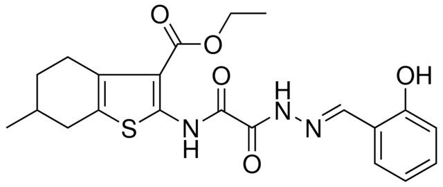 ETHYL 2-{[[(2E)-2-(2-HYDROXYBENZYLIDENE)HYDRAZINO](OXO)ACETYL]AMINO}-6-METHYL-4,5,6,7-TETRAHYDRO-1-BENZOTHIOPHENE-3-CARBOXYLATE