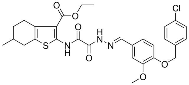 ETHYL 2-{[((2E)-2-{4-[(4-CHLOROBENZYL)OXY]-3-METHOXYBENZYLIDENE}HYDRAZINO)(OXO)ACETYL]AMINO}-6-METHYL-4,5,6,7-TETRAHYDRO-1-BENZOTHIOPHENE-3-CARBOXYLATE