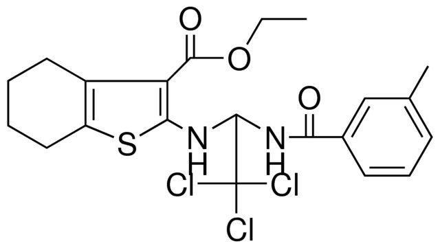 ETHYL 2-({2,2,2-TRICHLORO-1-[(3-METHYLBENZOYL)AMINO]ETHYL}AMINO)-4,5,6,7-TETRAHYDRO-1-BENZOTHIOPHENE-3-CARBOXYLATE