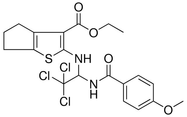 ETHYL 2-({2,2,2-TRICHLORO-1-[(4-METHOXYBENZOYL)AMINO]ETHYL}AMINO)-5,6-DIHYDRO-4H-CYCLOPENTA[B]THIOPHENE-3-CARBOXYLATE