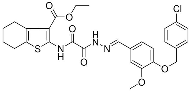 ETHYL 2-{[((2E)-2-{4-[(4-CHLOROBENZYL)OXY]-3-METHOXYBENZYLIDENE}HYDRAZINO)(OXO)ACETYL]AMINO}-4,5,6,7-TETRAHYDRO-1-BENZOTHIOPHENE-3-CARBOXYLATE