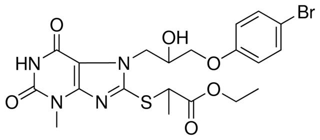 ETHYL 2-({7-[3-(4-BROMOPHENOXY)-2-HYDROXYPROPYL]-3-METHYL-2,6-DIOXO-2,3,6,7-TETRAHYDRO-1H-PURIN-8-YL}SULFANYL)PROPANOATE