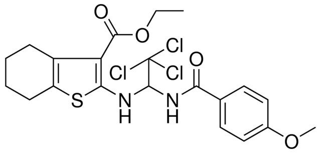 ETHYL 2-({2,2,2-TRICHLORO-1-[(4-METHOXYBENZOYL)AMINO]ETHYL}AMINO)-4,5,6,7-TETRAHYDRO-1-BENZOTHIOPHENE-3-CARBOXYLATE