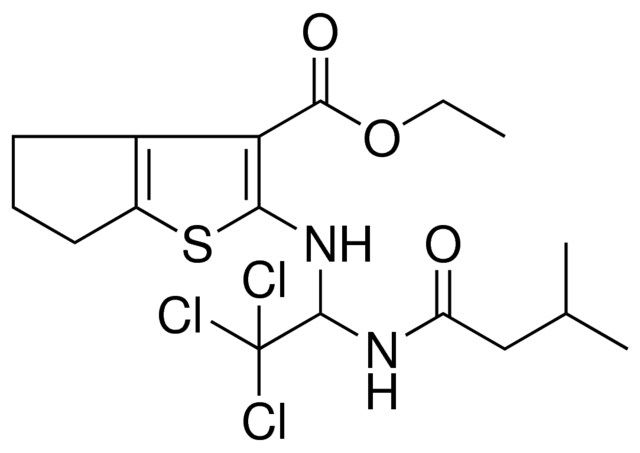 ETHYL 2-({2,2,2-TRICHLORO-1-[(3-METHYLBUTANOYL)AMINO]ETHYL}AMINO)-5,6-DIHYDRO-4H-CYCLOPENTA[B]THIOPHENE-3-CARBOXYLATE
