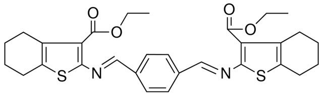 ETHYL 2-({(E)-[4-((E)-{[3-(ETHOXYCARBONYL)-4,5,6,7-TETRAHYDRO-1-BENZOTHIEN-2-YL]IMINO}METHYL)PHENYL]METHYLIDENE}AMINO)-4,5,6,7-TETRAHYDRO-1-BENZOTHIOPHENE-3-CARBOXYLATE