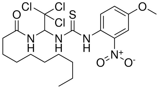 DECANOIC ACID (2,2,2-TRICHLORO-1-(3-(4-MEO-2-NITRO-PH)-THIOUREIDO)-ETHYL)-AMIDE