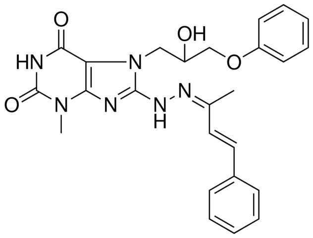 7-(2-HYDROXY-3-PHENOXYPROPYL)-3-METHYL-8-{(2Z)-2-[(2E)-1-METHYL-3-PHENYL-2-PROPENYLIDENE]HYDRAZINO}-3,7-DIHYDRO-1H-PURINE-2,6-DIONE