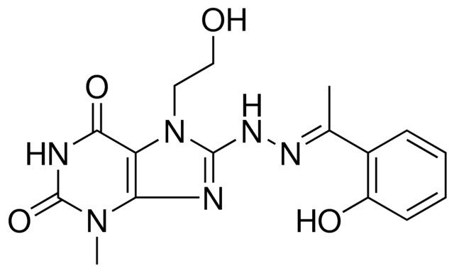 7-(2-HYDROXYETHYL)-8-{(2E)-2-[1-(2-HYDROXYPHENYL)ETHYLIDENE]HYDRAZINO}-3-METHYL-3,7-DIHYDRO-1H-PURINE-2,6-DIONE