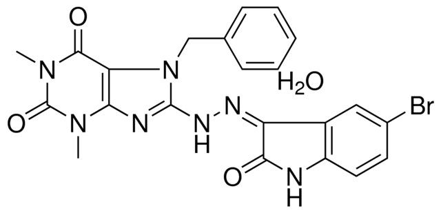7-BENZYL-8-[(2Z)-2-(5-BROMO-2-OXO-1,2-DIHYDRO-3H-INDOL-3-YLIDENE)HYDRAZINO]-1,3-DIMETHYL-3,7-DIHYDRO-1H-PURINE-2,6-DIONE HYDRATE