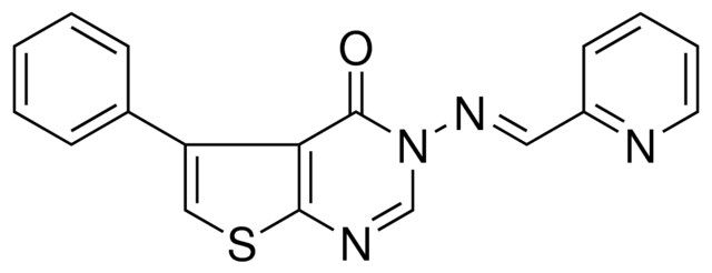 5-PHENYL-3-((2-PYRIDINYLMETHYLENE)AMINO)THIENO(2,3-D)PYRIMIDIN-4(3H)-ONE