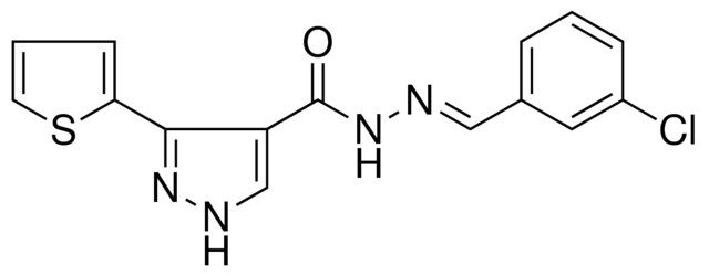3-THIOPHEN-2-YL-1H-PYRAZOLE-4-CARBOXYLIC ACID (3-CHLORO-BENZYLIDENE)-HYDRAZIDE