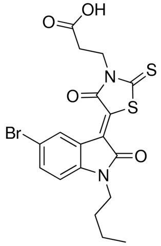 3-[(5Z)-5-(5-BROMO-1-BUTYL-2-OXO-1,2-DIHYDRO-3H-INDOL-3-YLIDENE)-4-OXO-2-THIOXO-1,3-THIAZOLIDIN-3-YL]PROPANOIC ACID