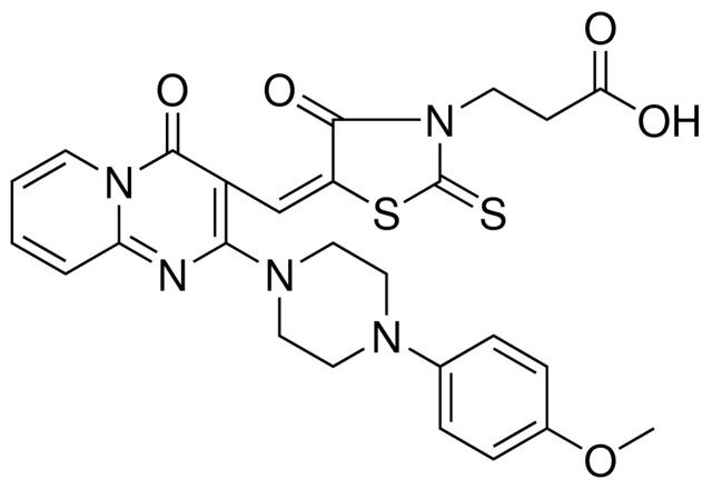 3-[(5E)-5-({2-[4-(4-METHOXYPHENYL)-1-PIPERAZINYL]-4-OXO-4H-PYRIDO[1,2-A]PYRIMIDIN-3-YL}METHYLENE)-4-OXO-2-THIOXO-1,3-THIAZOLIDIN-3-YL]PROPANOIC ACID