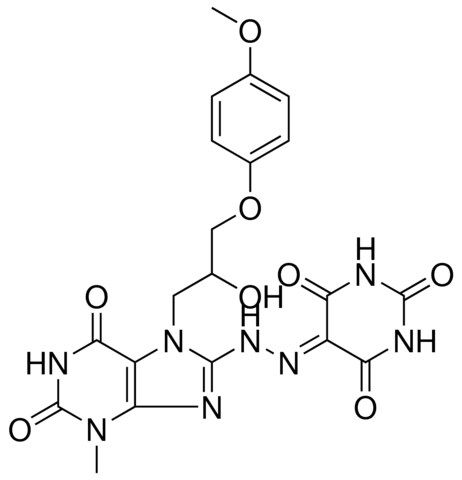 2,4,5,6(1H,3H)-PYRIMIDINETETRONE 5-({7-[2-HYDROXY-3-(4-METHOXYPHENOXY)PROPYL]-3-METHYL-2,6-DIOXO-2,3,6,7-TETRAHYDRO-1H-PURIN-8-YL}HYDRAZONE)