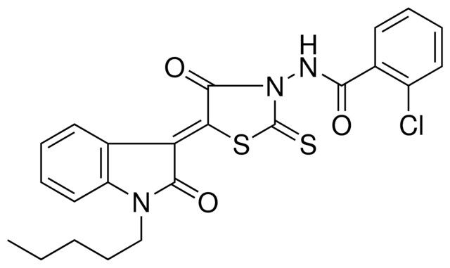 2-CHLORO-N-[(5Z)-4-OXO-5-(2-OXO-1-PENTYL-1,2-DIHYDRO-3H-INDOL-3-YLIDENE)-2-THIOXO-1,3-THIAZOLIDIN-3-YL]BENZAMIDE