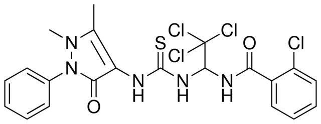 2-CHLORO-N-[2,2,2-TRICHLORO-1-({[(1,5-DIMETHYL-3-OXO-2-PHENYL-2,3-DIHYDRO-1H-PYRAZOL-4-YL)AMINO]CARBOTHIOYL}AMINO)ETHYL]BENZAMIDE