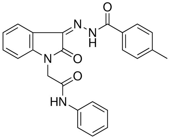 2-(3-((4-ME-BENZOYL)-HYDRAZONO)-2-OXO-2,3-DIHYDRO-INDOL-1-YL)-N-PHENYL-ACETAMIDE