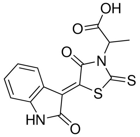 2-[(5Z)-4-OXO-5-(2-OXO-1,2-DIHYDRO-3H-INDOL-3-YLIDENE)-2-THIOXO-1,3-THIAZOLIDIN-3-YL]PROPANOIC ACID