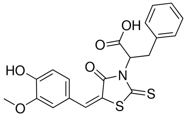 2-[(5E)-5-(4-HYDROXY-3-METHOXYBENZYLIDENE)-4-OXO-2-THIOXO-1,3-THIAZOLIDIN-3-YL]-3-PHENYLPROPANOIC ACID