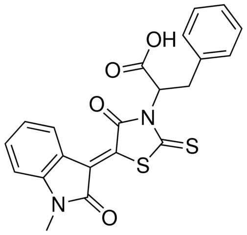2-[(5Z)-5-(1-METHYL-2-OXO-1,2-DIHYDRO-3H-INDOL-3-YLIDENE)-4-OXO-2-THIOXO-1,3-THIAZOLIDIN-3-YL]-3-PHENYLPROPANOIC ACID