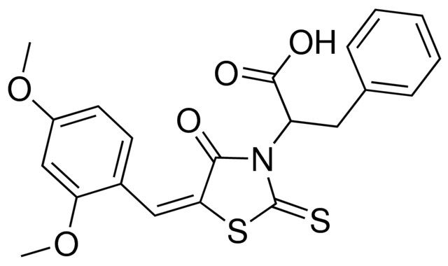 2-[(5E)-5-(2,4-DIMETHOXYBENZYLIDENE)-4-OXO-2-THIOXO-1,3-THIAZOLIDIN-3-YL]-3-PHENYLPROPANOIC ACID