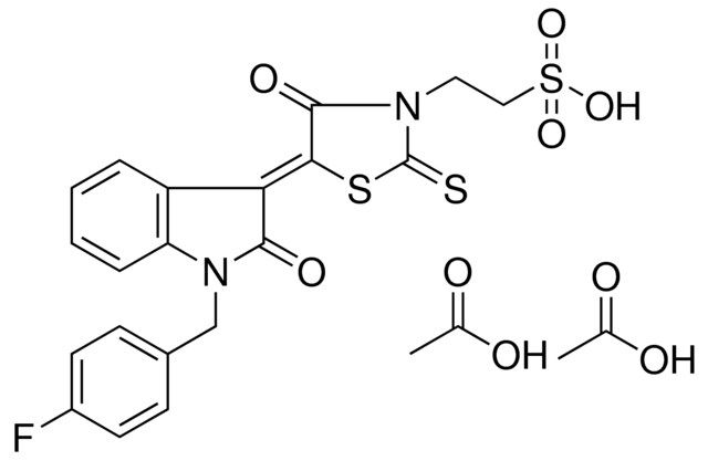2-{(5Z)-5-[1-(4-FLUOROBENZYL)-2-OXO-1,2-DIHYDRO-3H-INDOL-3-YLIDENE]-4-OXO-2-THIOXO-1,3-THIAZOLIDIN-3-YL}ETHANESULFONIC ACID DIACETATE