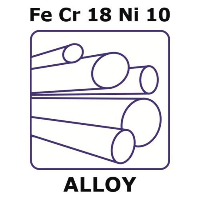 Stainless steel-AISI 304L alloy, Fe/Cr18/Ni10