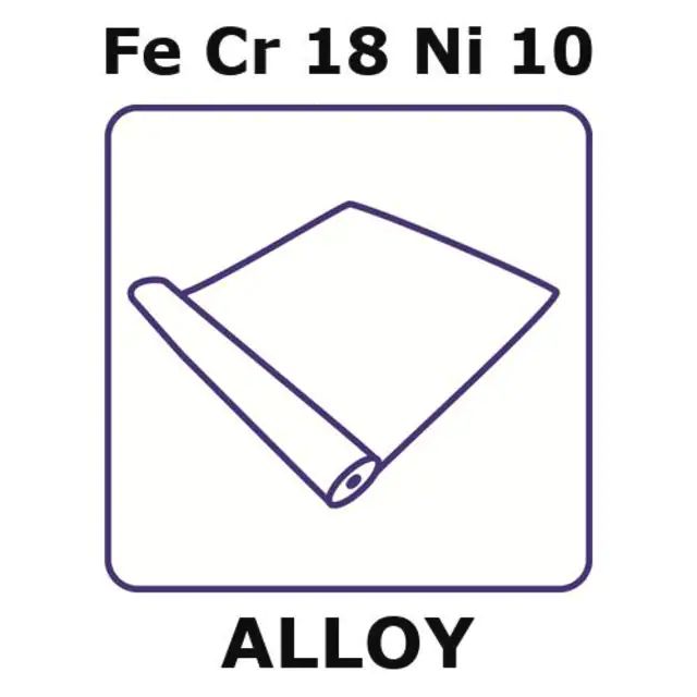 Stainless steel-AISI 304L alloy, Fe/Cr18/Ni10