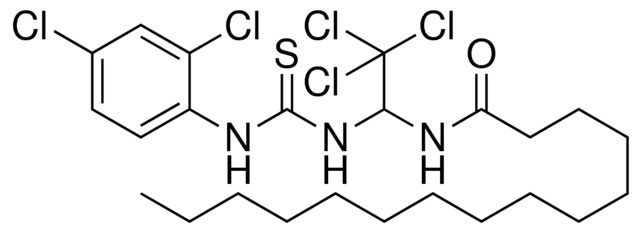 PENTADECANOIC ACID (2,2,2-TRICHLORO-1-(3-(2,4-DICHLORO-PH)-THIOUREIDO)-ET)-AMIDE