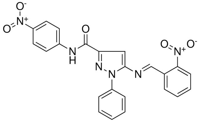 N-(4-NITROPHENYL)-5-{[(E)-(2-NITROPHENYL)METHYLIDENE]AMINO}-1-PHENYL-1H-PYRAZOLE-3-CARBOXAMIDE