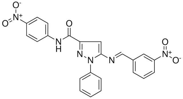 N-(4-NITROPHENYL)-5-{[(E)-(3-NITROPHENYL)METHYLIDENE]AMINO}-1-PHENYL-1H-PYRAZOLE-3-CARBOXAMIDE