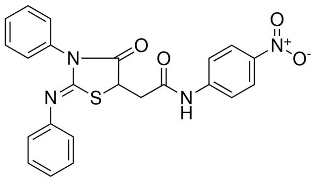 N-(4-NITROPHENYL)-2-(4-OXO-3-PH-2-(PHENYLIMINO)-1,3-THIAZOLIDIN-5-YL)ACETAMIDE