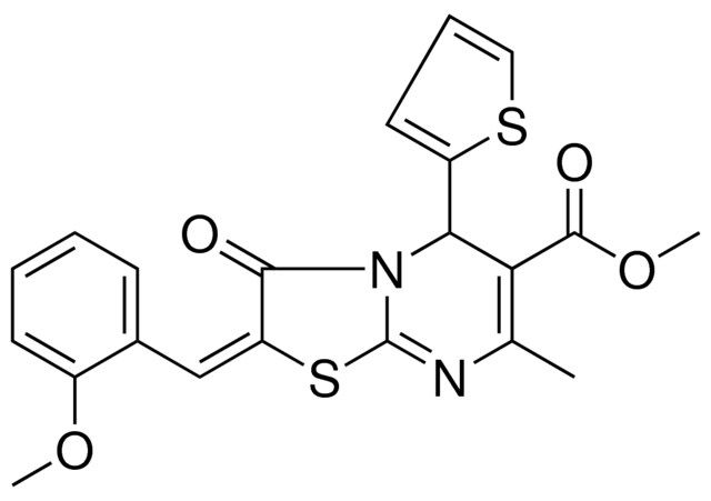 METHYL (2E)-2-(2-METHOXYBENZYLIDENE)-7-METHYL-3-OXO-5-(2-THIENYL)-2,3-DIHYDRO-5H-[1,3]THIAZOLO[3,2-A]PYRIMIDINE-6-CARBOXYLATE