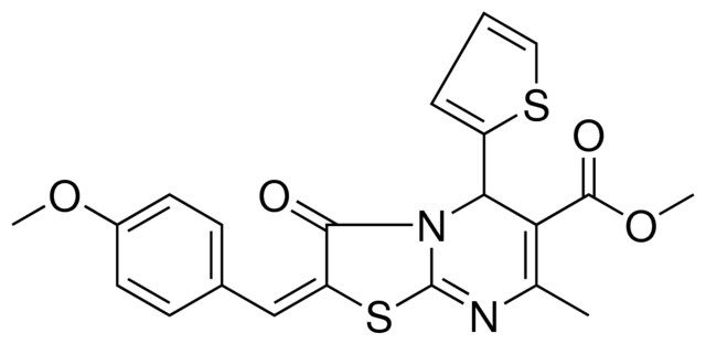 METHYL (2E)-2-(4-METHOXYBENZYLIDENE)-7-METHYL-3-OXO-5-(2-THIENYL)-2,3-DIHYDRO-5H-[1,3]THIAZOLO[3,2-A]PYRIMIDINE-6-CARBOXYLATE