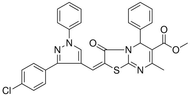 METHYL (2E)-2-{[3-(4-CHLOROPHENYL)-1-PHENYL-1H-PYRAZOL-4-YL]METHYLENE}-7-METHYL-3-OXO-5-PHENYL-2,3-DIHYDRO-5H-[1,3]THIAZOLO[3,2-A]PYRIMIDINE-6-CARBOXYLATE