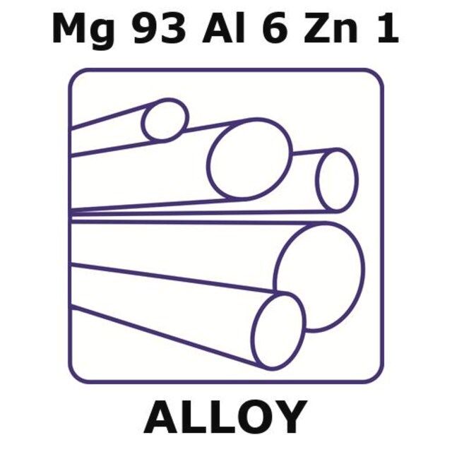 Magnesium alloy AZ61A, Mg93Al6Zn1