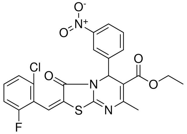 ETHYL (2E)-2-(2-CHLORO-6-FLUOROBENZYLIDENE)-7-METHYL-5-(3-NITROPHENYL)-3-OXO-2,3-DIHYDRO-5H-[1,3]THIAZOLO[3,2-A]PYRIMIDINE-6-CARBOXYLATE