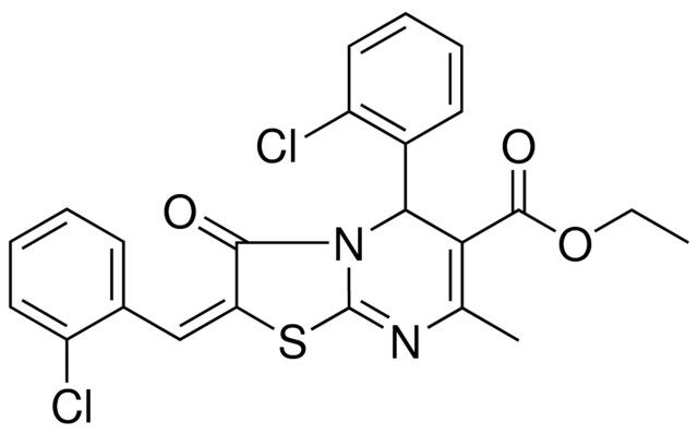 ETHYL (2E)-2-(2-CHLOROBENZYLIDENE)-5-(2-CHLOROPHENYL)-7-METHYL-3-OXO-2,3-DIHYDRO-5H-[1,3]THIAZOLO[3,2-A]PYRIMIDINE-6-CARBOXYLATE