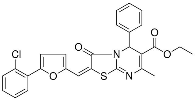 ETHYL (2E)-2-{[5-(2-CHLOROPHENYL)-2-FURYL]METHYLENE}-7-METHYL-3-OXO-5-PHENYL-2,3-DIHYDRO-5H-[1,3]THIAZOLO[3,2-A]PYRIMIDINE-6-CARBOXYLATE