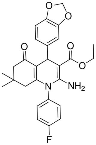ETHYL 2-AMINO-4-(1,3-BENZODIOXOL-5-YL)-1-(4-FLUOROPHENYL)-7,7-DIMETHYL-5-OXO-1,4,5,6,7,8-HEXAHYDRO-3-QUINOLINECARBOXYLATE